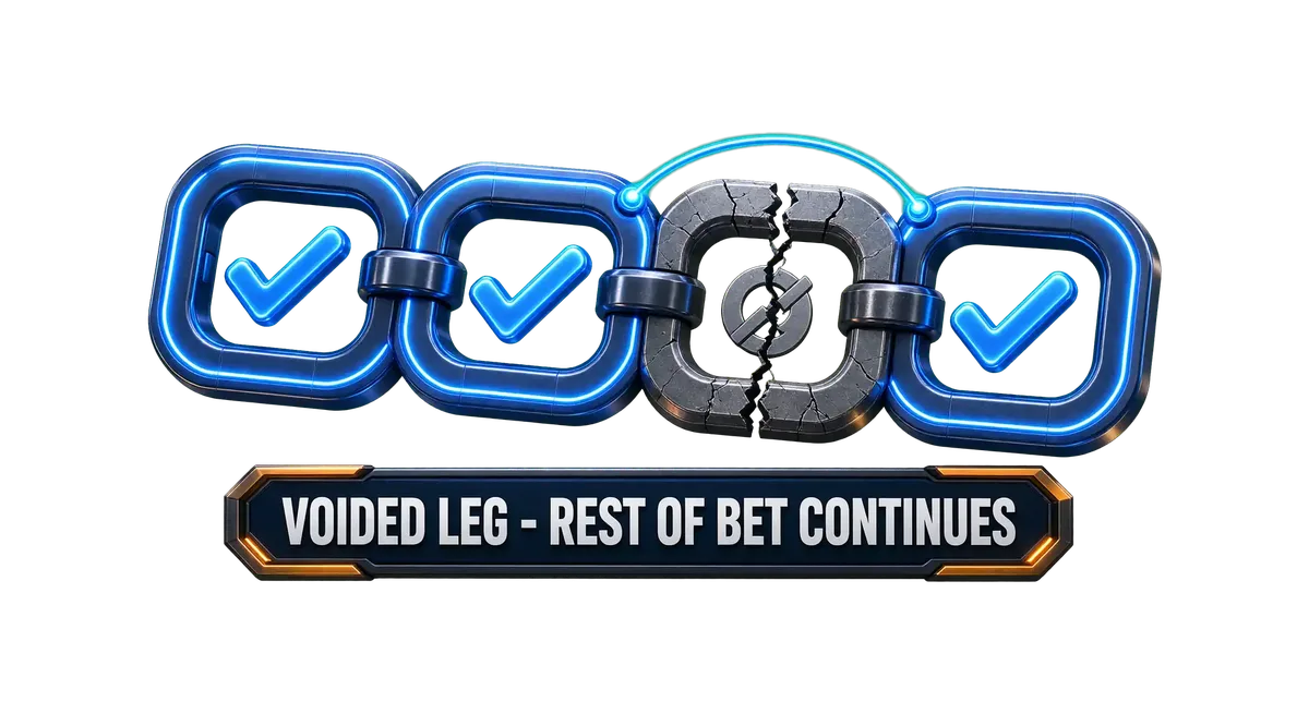 Chain of accumulator legs with one voided leg bypassed while bet continues