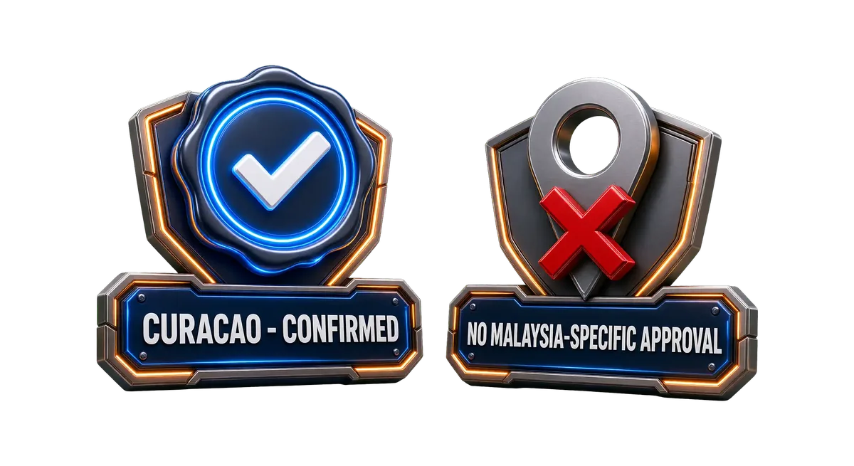 Curacao confirmed badge versus no Malaysia-specific approval badge comparison
