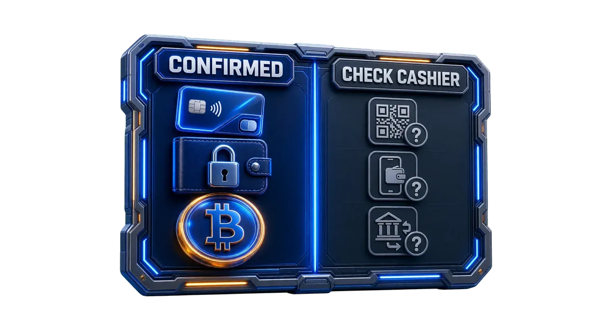 Confirmed payment methods versus check-the-cashier local rails comparison board