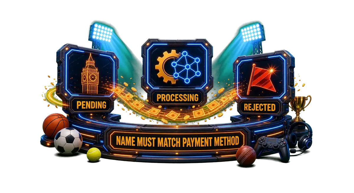 Withdrawal status tracker: pending, processing, rejected, name must match payment method
